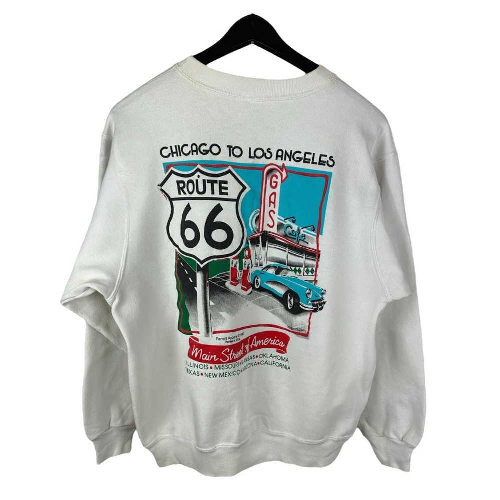 Vintage 80s Chicago To LA Main Street Of America Car Sweatshirt Size L